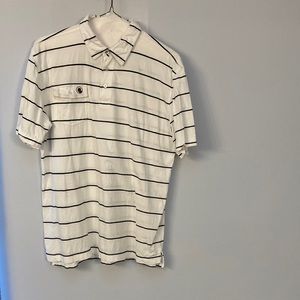 Southern Proper Polo. White with black stripe. Large.